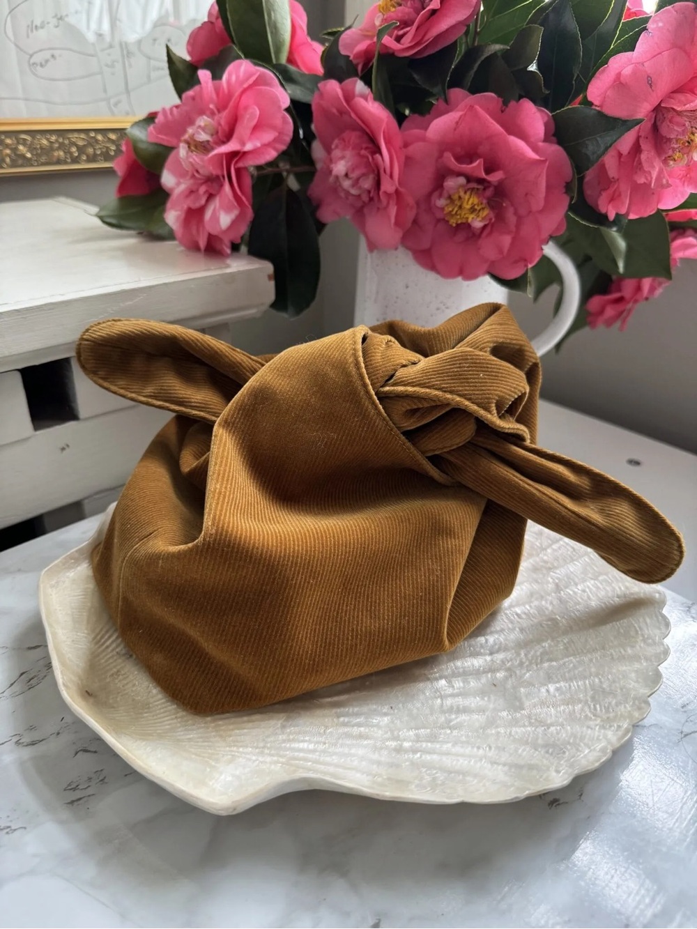 Merit Corduroy Knot Handbag in Brown